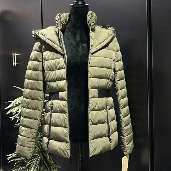 Michael Kors Down alternative hooded puffer parka coat,ultralight,zipper,logo
